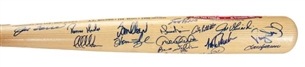 1998 New York Yankees World Series Champion Team Signed Bat With 25 Signatures Including Jeter and Rivera
